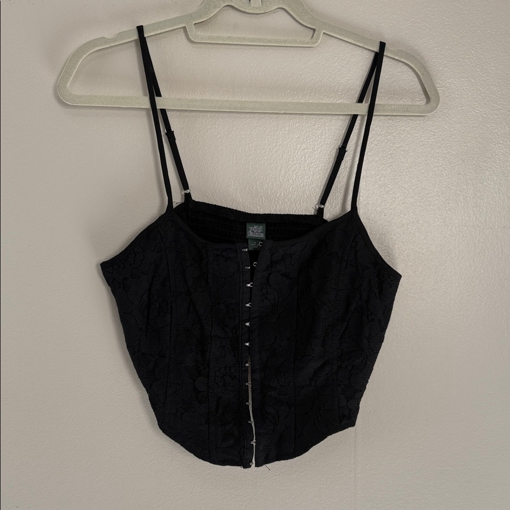 Elegant Black Lace Cotton Corset Top